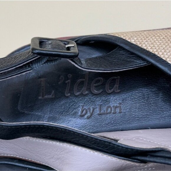L’idea by Lori Criss Cross Woven Slingback Sandals Size 7.5 Black Tan Casual Ele - Picture 6 of 8